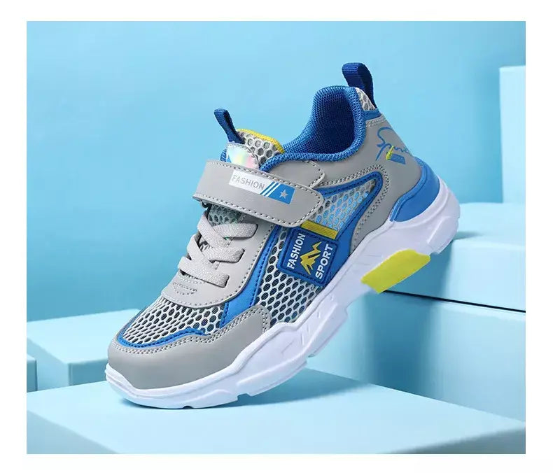 Única rede crianças sapatos meninos tênis verão respirável superfície antiderrapante meninas tênis casuais esportes correndo sapatos ao ar livre