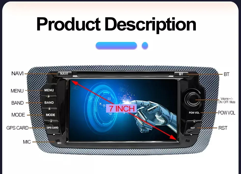 Rádio automotivo sem fio carplay android auto para seat ibiza 6j 2009 - 2013 4g wifi multimídia navegação gps 2din 7 "unidade principal estéreo