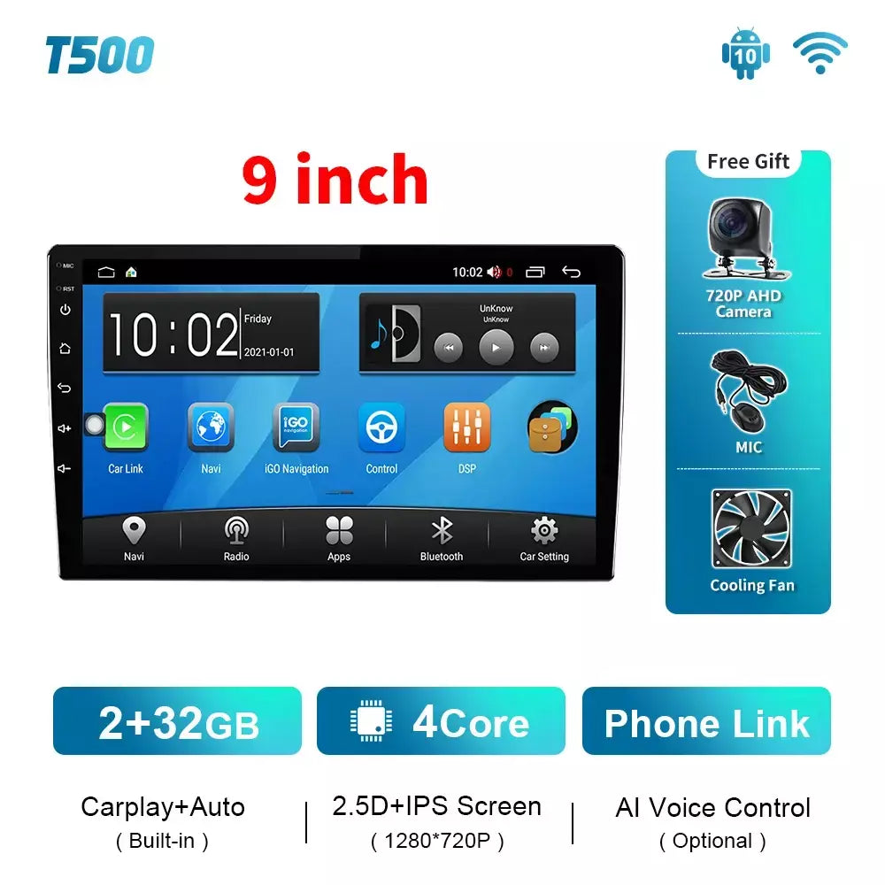 EKIY T900 8G 128G Universal Car Radio Multimídia Bru-ray QLED Navegação GPS Estéreo Android Auto Carplay BT 2 din DVD Unidade Principal