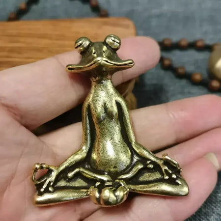 Antigo bronze meditação zen sapo estátua ornamento cobre escultura animal queimador de incenso casa decorações mesa chá animal estimação