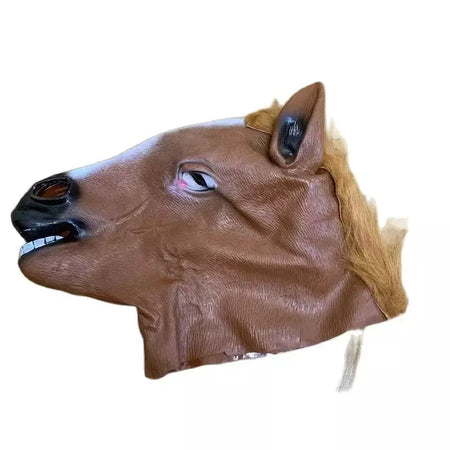Homens máscaras de cavalo marrom menina engraçado cabeça de cavalo máscara de látex máscara animal novidade halloween cosplay trajes chapelaria rímel de látex