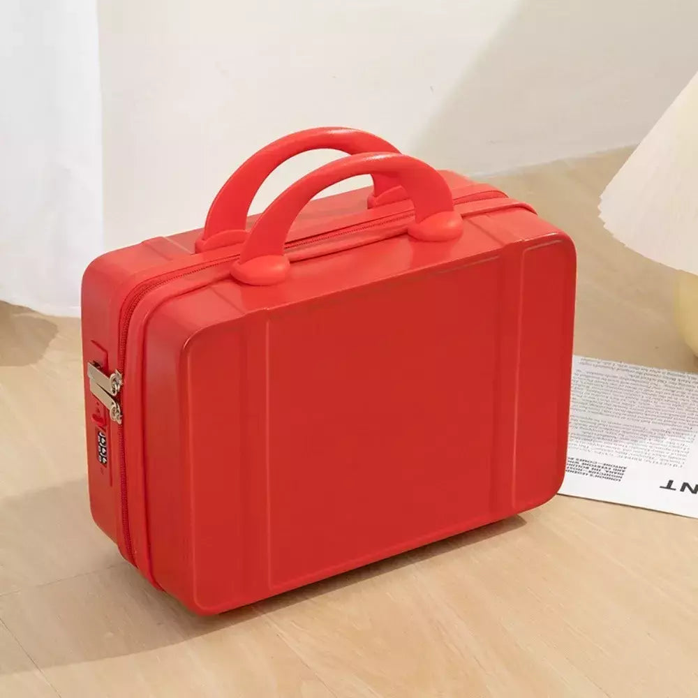 Mão estilo japonês com alça na bagagem, cosméticos para maquiagem, bolsa organizadora de viagem com protetores metálicos 14";;VERDADEIRO;;"Black
