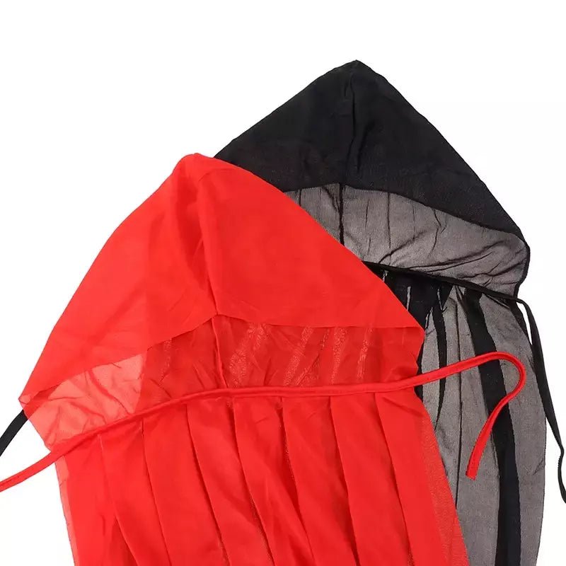Traje de Halloween para Homens e Mulheres, Assustador da Morte, Papel do Diabo, Vermelho, Preto, Bruxa, Vampiro, Capa Longa, Capa, Encapuzado, Adulto, Crianças, Menina, Menino