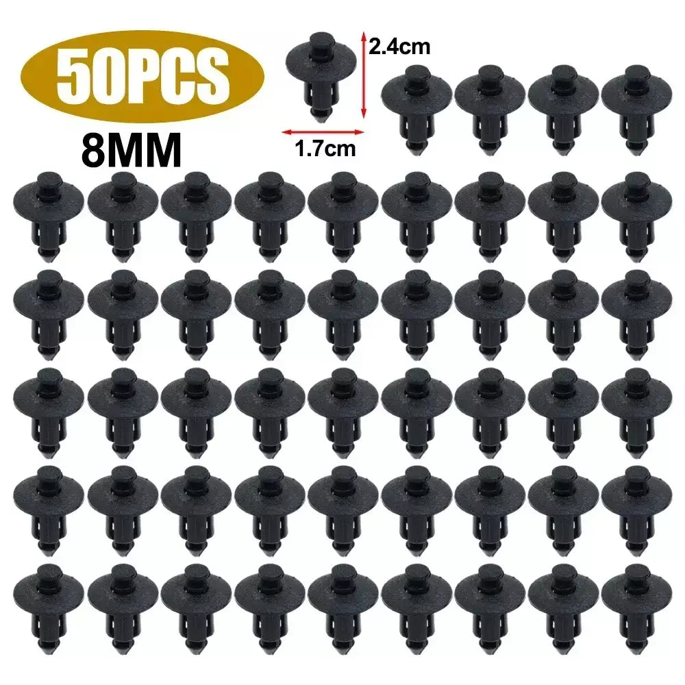 Auto grampos do prendedor para o carro, rebite plástico da carenagem, painel de ajuste, pino misto, interior, 6mm, 7mm, 8mm, 100 Pcs, 50Pcs