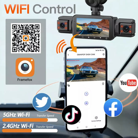 Dashcam para carros 4 canais caixa preta wifi câmera de condução fhd 1080p visão noturna gravação em loop adicionar kit de fio rígido acessórios do carro