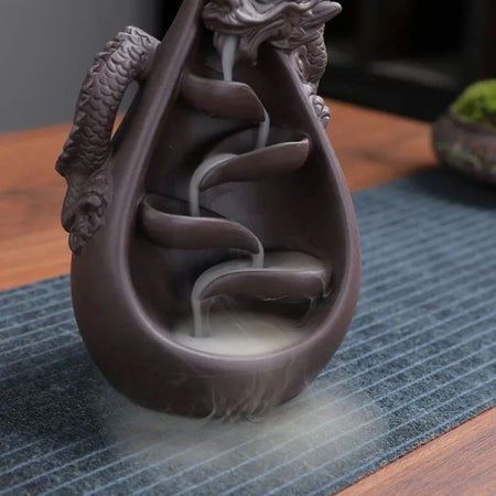 Handmade cerâmica incenso queimador, Retro Zen incenso vara titular, Dragon Cachoeira, Backflow Censer, Sala de estar artesanato ornamento