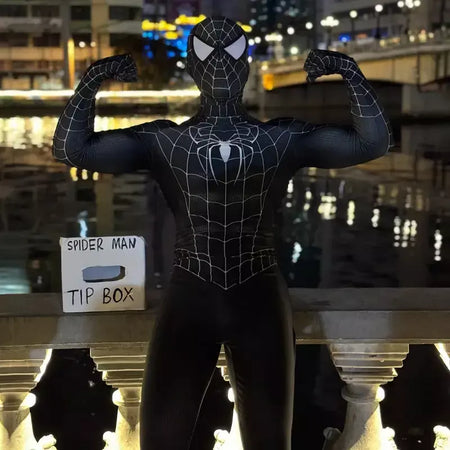 Anime super-herói toby preto veneno homem aranha cosplay macacão apertado halloween cosplay traje de aranha preta