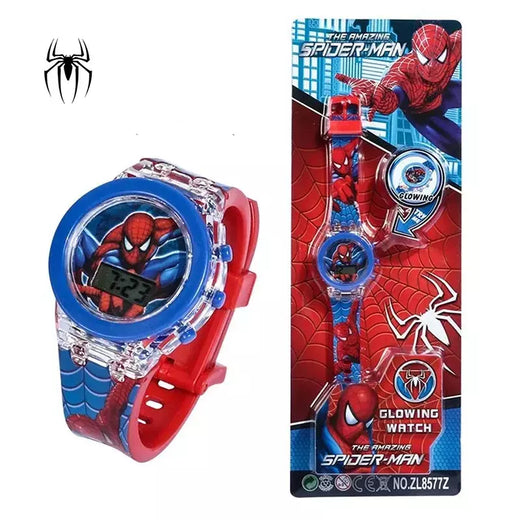 Anime flash luz spiderman crianças relógios para meninos dos desenhos animados tubarão mickey crianças relógio meninas estudante presentes 2026 novo miniso