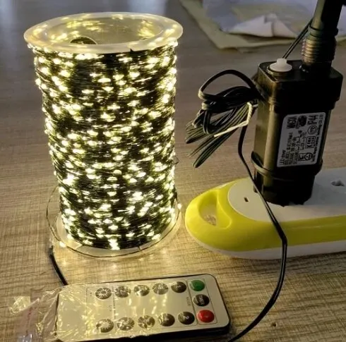 Impermeável Fairy String Lights com controle remoto, guirlanda de Natal, decoração ao ar livre, árvore, rua, casamento, festa, 1pc, 500 LED, 1000LED