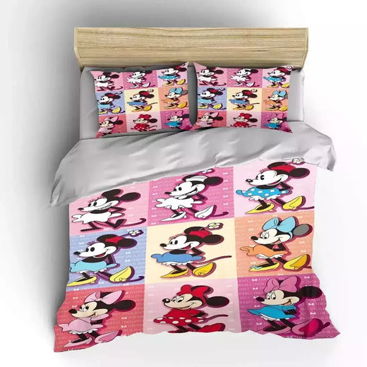 Mickey e Minnie Conjunto de cama para crianças, Fluffy Cartoon Comforter Cover, US Twin Bedclothes, Queen Size, macio, bebê, 3pcs