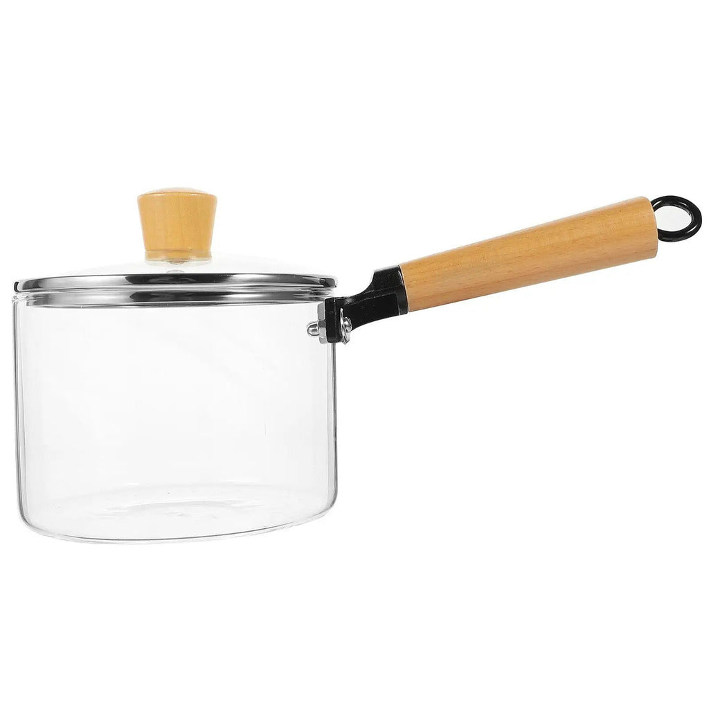 Pote de vidro de borosilicato com alça única, 1500ml, panela transparente, panela de leite, macarrão, tigela de servir, aparelho de cozinha, estoque de sopa