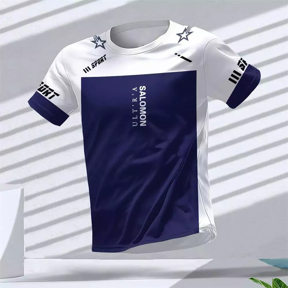 New Hot-Selling Outdoor Running Sports Respirável Quick-Secagem Roupas de Fitness Casual Wear Impressão 3D Em Torno Do Pescoço Adulto T-Shirt