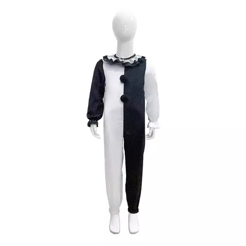 Crianças meninos meninas terrifier 3 cosplay coringa traje com máscara chapéu macacão halloween palhaço vestido criança bodysuit roupas de carnaval