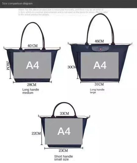 Bolsa de Ombro de Nylon para Mulheres Bolsas de Grande Capacidade Sacola Clássica, Designer Dobrável, Moda Casual, Alta Qualidade
