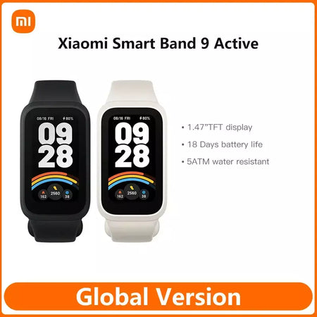 Versão global xiaomi mi band 9 ativo 8 dias de vida útil da bateria pulseira 1.47 ''tela 60hz 50 modos esportivos mi fitness banda inteligente