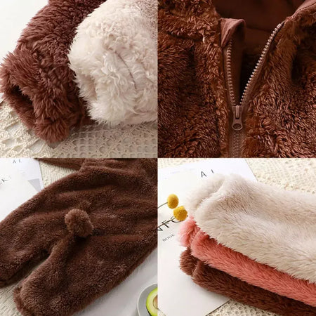 Inverno roupas de bebê bonito dos desenhos animados urso macacão de bebê pijamas infantil menino meninas animal traje com zíper macacão 0-24 meses
