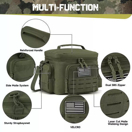 Heavy Duty Tactical Lunch Box para Homens, À Prova de Vazamentos, Isolado, Durável, Saco Térmico, Refeição, Camping, Piquenique, Trabalho