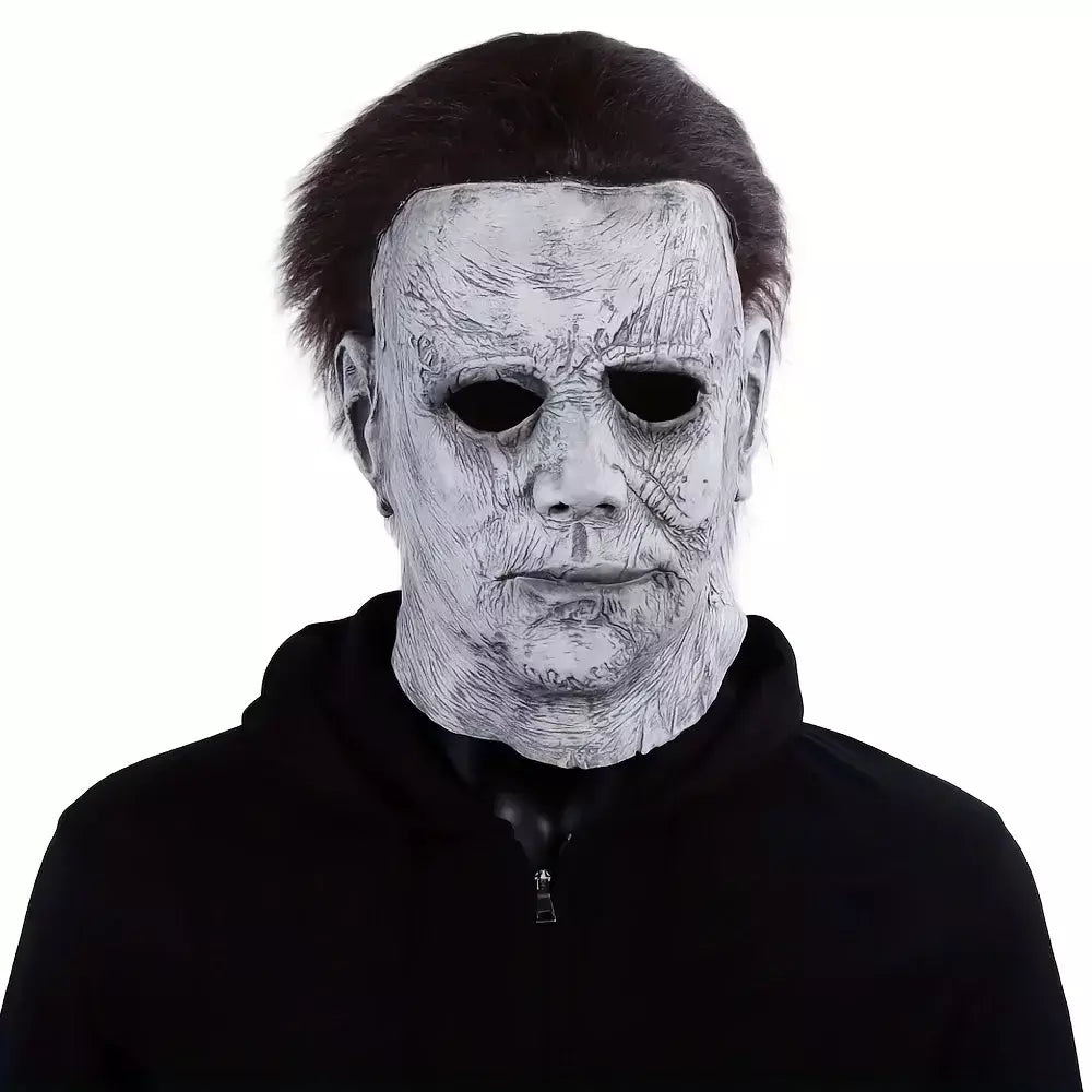 Halloween sobrancelha branca velho demônio máscara de terror casa fantasma sala de fuga mutante vampiro fone de ouvido rosto cheio vestir-se prop
