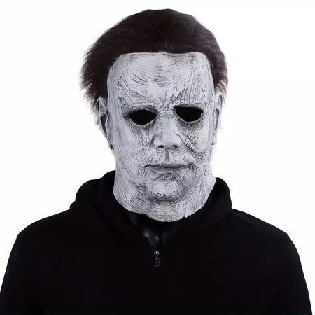 Halloween sobrancelha branca velho demônio máscara de terror casa fantasma sala de fuga mutante vampiro fone de ouvido rosto cheio vestir-se prop