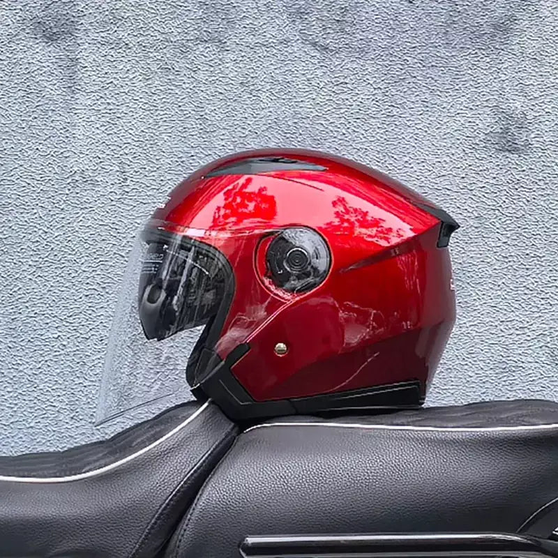 Capacete de motocicleta masculino feminino quatro estações capacete para motocicleta cascos para moto lente dupla corrida meia capacete