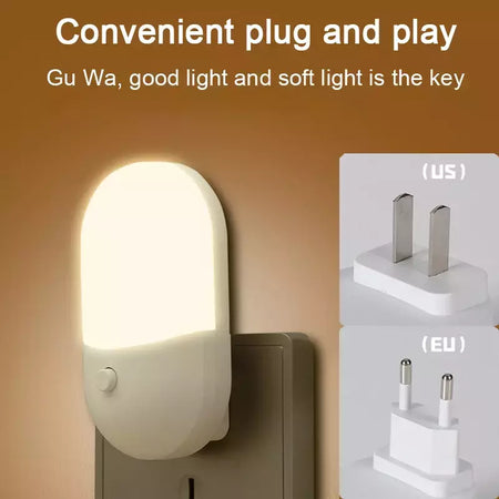 Lâmpada de cabeceira LED Mini Night Light, EU, EUA Plug, Proteção para os olhos, Uso para Quarto, Sala de estar, Alimentação do bebê