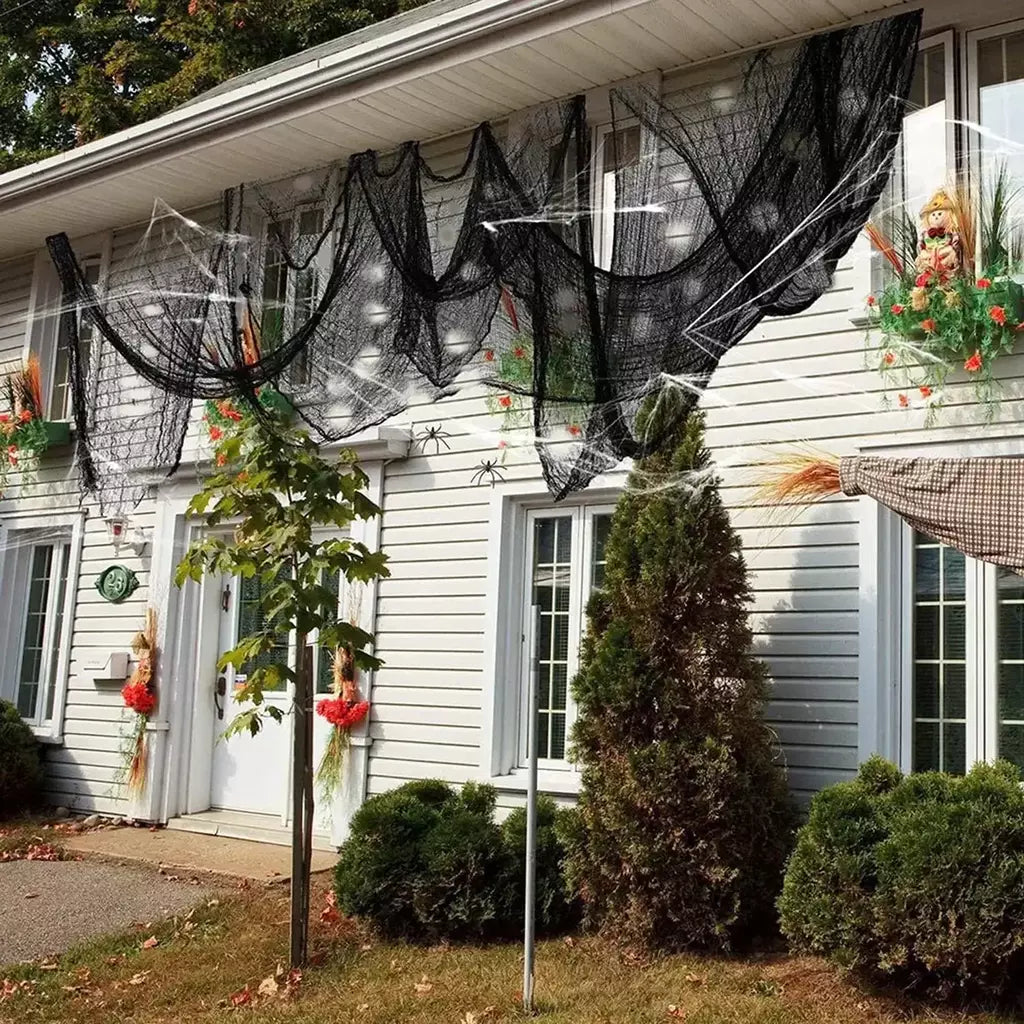 76x183cm decorações de halloween preto assustador gaze pano janela mesa porta net assustador fantasia vestido festa casa assombrada decoração da parede