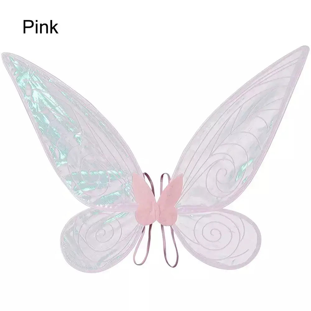 Trajes de halloween para meninas asas de fada borboleta para cosplay trajes brilho fada princesa asas festa favor acessórios