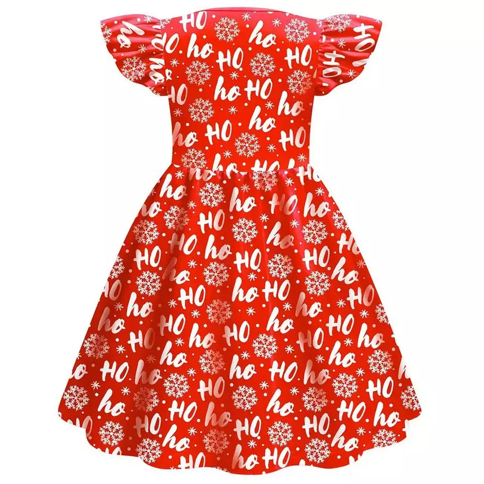 Novo natal meninas vestido carta papai noel impressão carnaval festa crianças roupas de natal masquerade desempenho roupas infantis