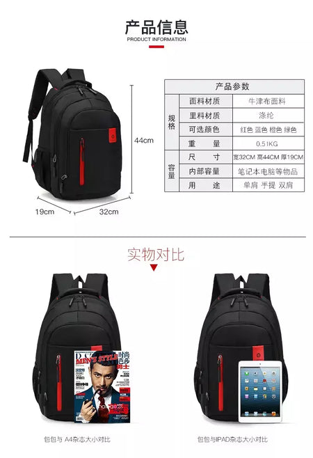 Mochila Oxford Business impermeável para homens e mulheres, bolsa para computador, mochila de viagem casual, mochila escolar luminosa, nova