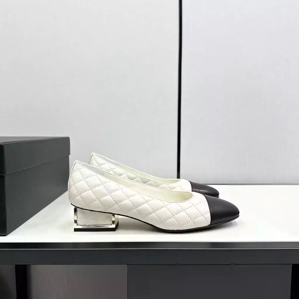 Sapatos de salto alto baixo de couro genuíno para mulheres, sapatos de noite casuais, moda feminina, alta qualidade