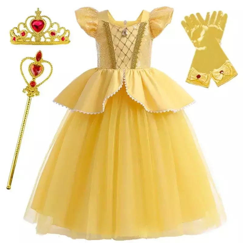 Rapunzel vestido para meninas cinderela belle vestir-se fantasia crianças aniversário princesa traje crianças roupas de festa de halloween 3-10y