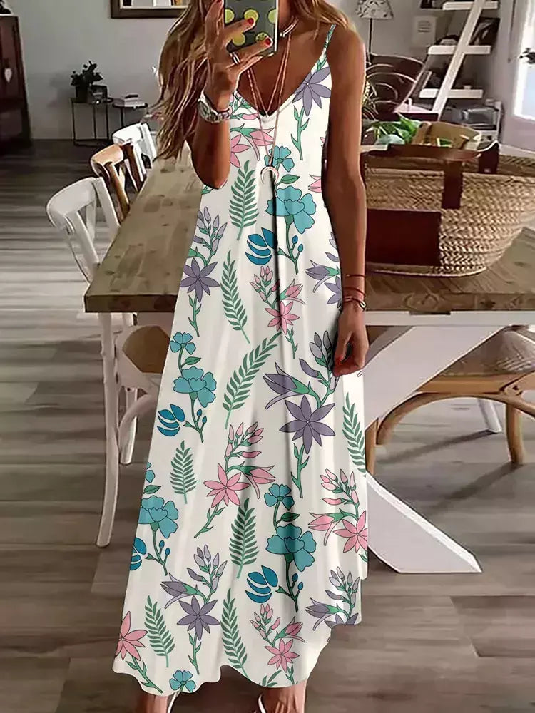 Vestido de cabeçada com estampa floral elegante feminino, casual roupas de praia, plus size, férias, Havaí, novo, 2024