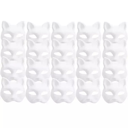 1-20 pçs máscara japonesa de papel em branco máscara halloween cosplay gato diy pintável meia máscara facial animal traje festa decoração artesanato prop