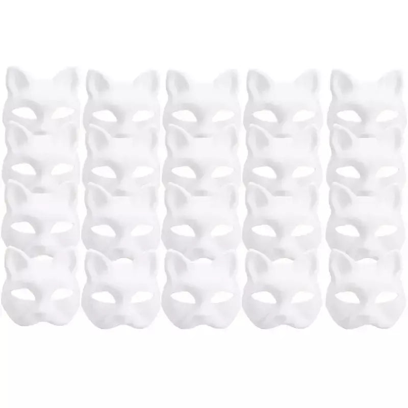 1-20 pçs máscara japonesa de papel em branco máscara halloween cosplay gato diy pintável meia máscara facial animal traje festa decoração artesanato prop