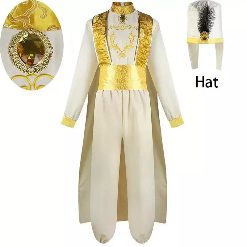 Adulto árabe príncipe cosplay traje conto de fadas magia maravilhosa lâmpada árabe príncipe roupas para o desempenho palco do dia das bruxas
