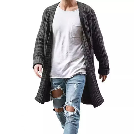 Cardigã de malha de algodão masculino, suéteres finos de manga comprida, outwear masculino monocromático, casaco quente, moda casual, novo, outono, inverno