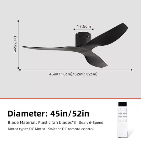 FUMANJIA Ventilador de teto retrô industrial de 45/52", ideal para áreas de vida/jantar, casa e escritório - Motor inversor DC silencioso de 6 velocidades