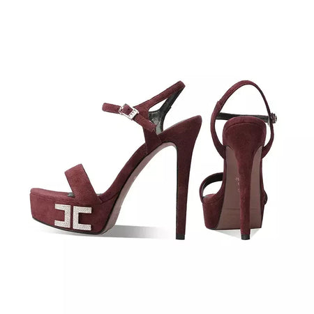 Arden furtado verão rosa ovelha camurça plataforma cristal banquete sapatos dedo do pé redondo super salto alto palavra-cingulate sandálias tamanho grande