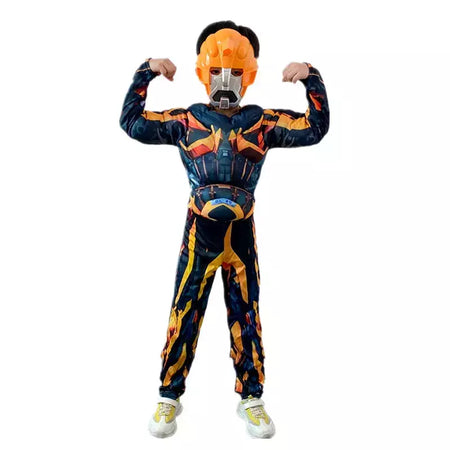 Crianças super-herói role play traje filme personagem transformador robô fantasia muscular traje meninos meninas máscara de halloween macacão