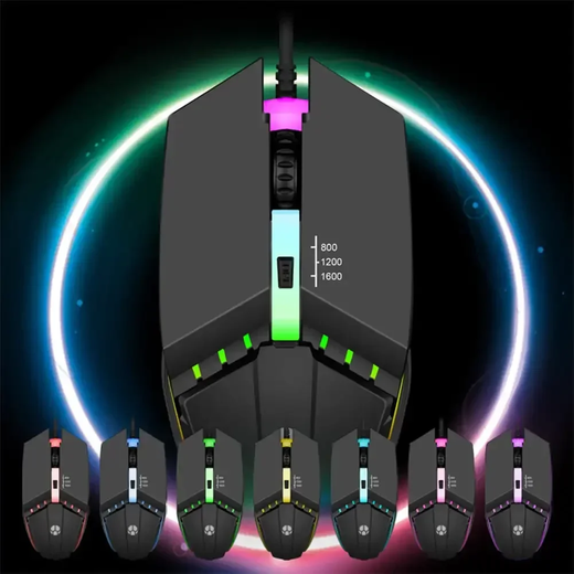 X3 usb com fio coumpter mouse para jogos colorido brilhante ergonômico mouse para jogos 4 botões 800-1600dpi led gamer ratos para computador portátil