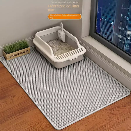 Impermeável Double Layer Pet Litter Mat, Cat Litter Box, Pet WC, Antiderrapante, Areia, Lavável, Limpo, 90x60cm
