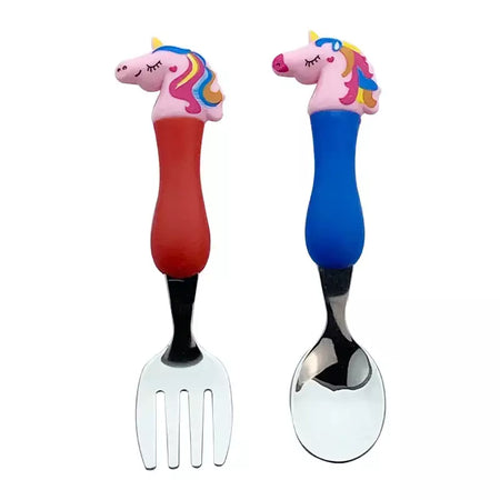 4 pçs/set talheres peppa porco unicórnio garfo colher brinquedo conjunto george festa de aniversário talheres rosa figura dos desenhos animados crianças presente para crianças