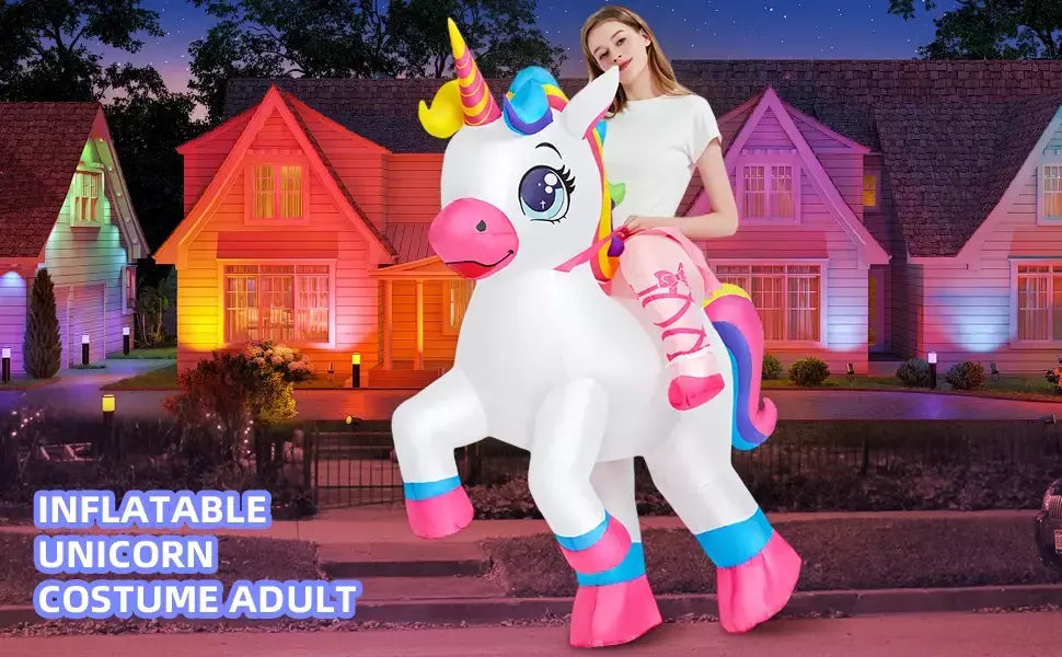 Vestuário colorido unicórnio animal trajes infláveis terno anime purim halloween carnaval festa cosplay traje para crianças adultas