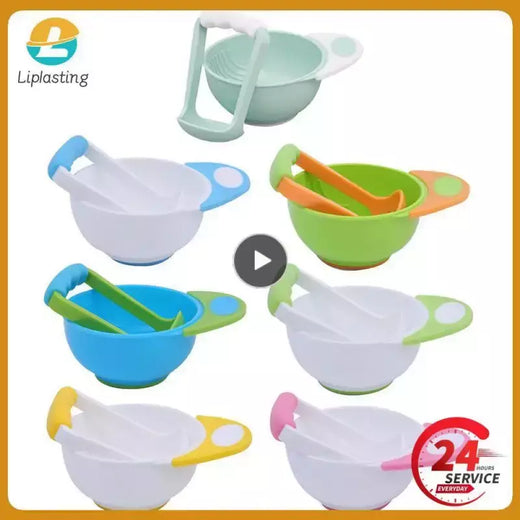 Tigela de moagem de comida para bebê, moedor infantil complementar de 2 peças, esmagando frutas, espremendo suco, moinhos de alimentação seguros e higiênicos