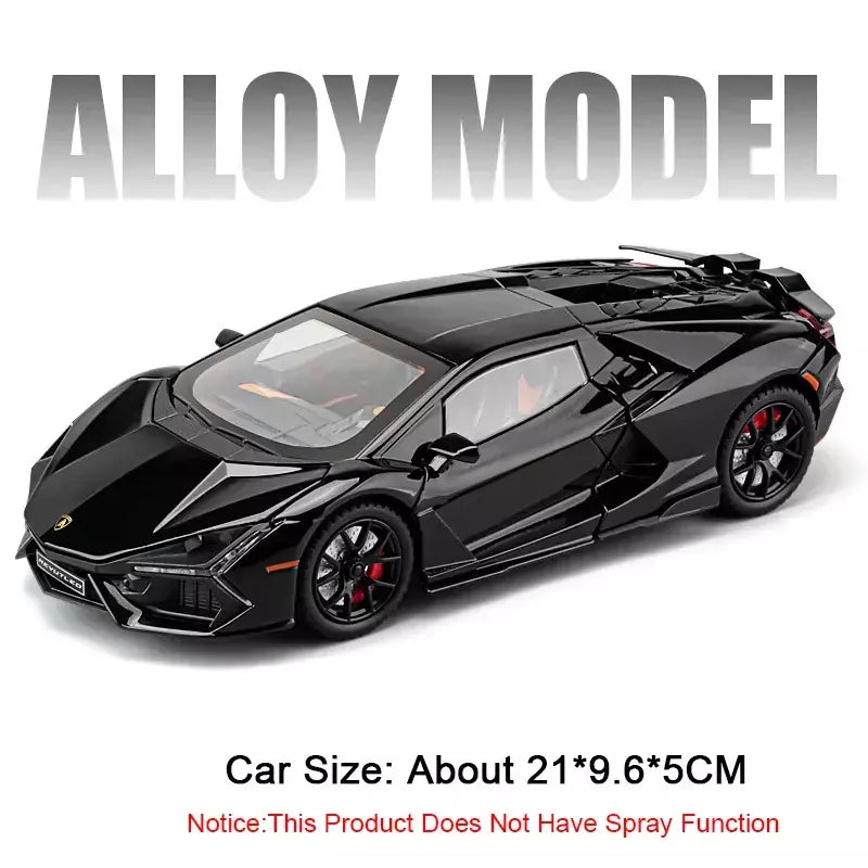 1:24 escala revuelto modelo em miniatura brinquedo carros esportivos liga diecast supercars som luz portas abertas puxar para trás para crianças presentes