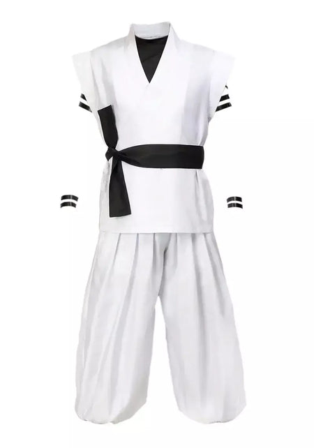 Dazcos ryomen sukuna traje branco kung fu terno com adesivos de tatuagem ryomen sukuna como megumi showdown cosplay traje conjunto completo