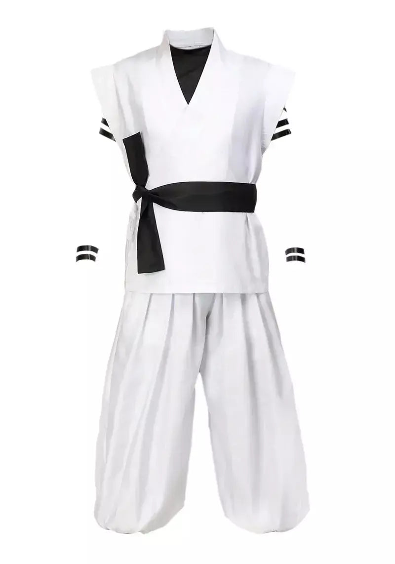 Dazcos ryomen sukuna traje branco kung fu terno com adesivos de tatuagem ryomen sukuna como megumi showdown cosplay traje conjunto completo