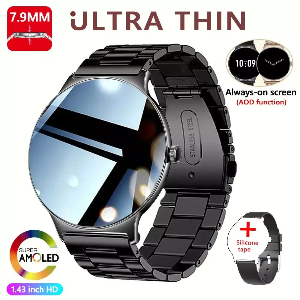 Para huawei novo ultra fino amoled relógio inteligente tela feminina sempre exibir tempo freqüência cardíaca bt chamando high-end moda smartwatch