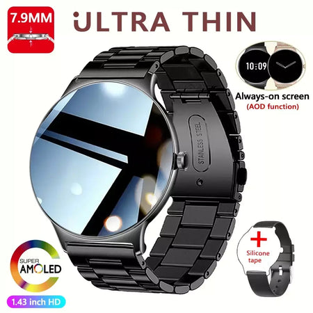 Para huawei novo ultra fino amoled relógio inteligente tela feminina sempre exibir tempo freqüência cardíaca bt chamando high-end moda smartwatch