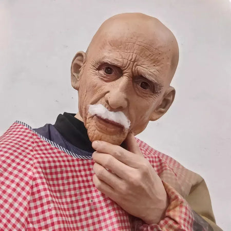 Máscara de cabeça cheia látex realista homem rosto barba traje de halloween adereços festa velho látex máscara de halloween cosplay festa chapelaria